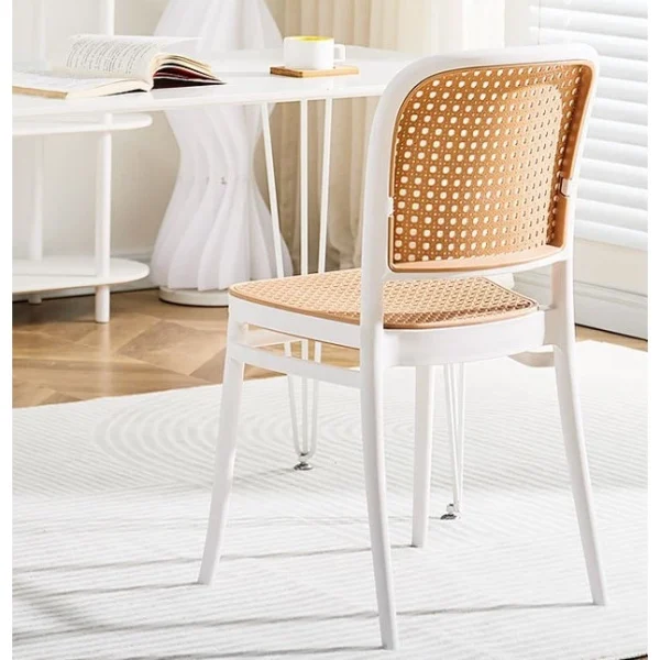 Random Nordic Rattan Chair Plastic Backrest Cafe Stackable PP Restaurant Dining