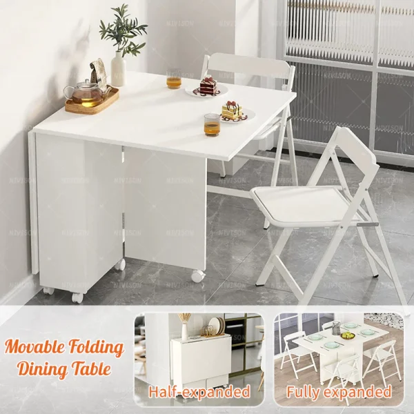my-11134207-820l5-me8g4ywg8v7qa1.webp Table Foldable Dining Portable White Small Room Kitchen Use Easy Carry Minimalist