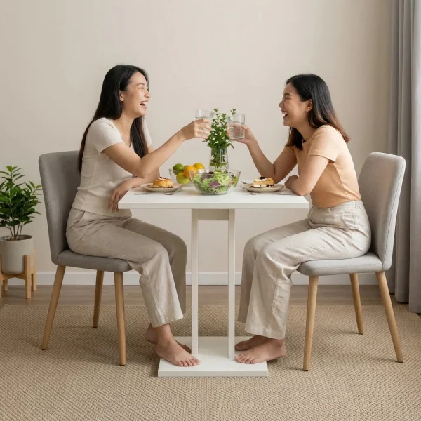 Dining Table Kitchen Set 2 Chair Nordic Dual support Base Coffee
