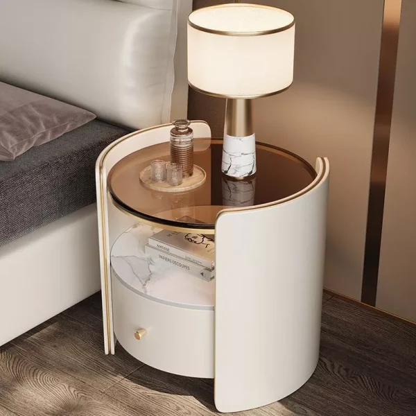 sg-11134201-820ln-mns9xskhombq67.webp Round Bedside Table Solid Wood Italian Minimalist Light Bedroom Storage No tallation L48cm W50cm H50cm