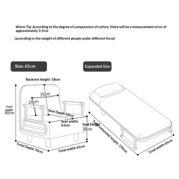 sg-11134201-820mi-mnjgi1kftrlwc9.webp Folding bed for lunchtime rest single recliner office nap dual purpose small sofa companion adults home use