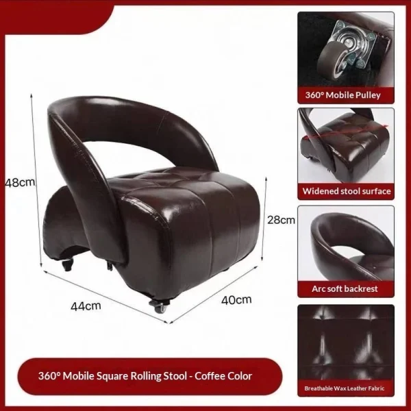 sg-11134201-820n2-mnz79w0xl3wh13.webp Vintage LeatSpace Saving Accent Chair for Living Room Office Retro Leather Sofa with Wheels L44cm W40cm H48cm