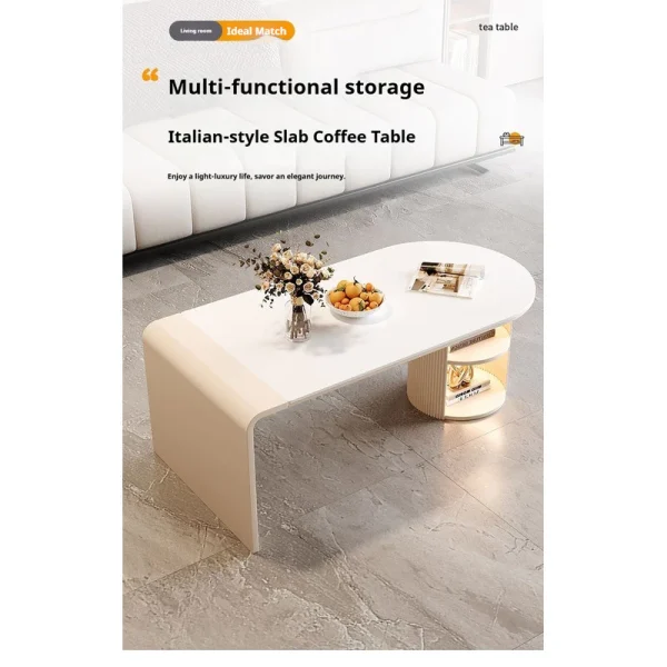 Coffee table living room small homes light feel cream made travertine rock slab