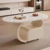 sg-11134201-820ns-mnzha67lvk0691.webp Random Cream colored slate oval coffee table living room light minimalist design small apartments