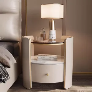 sg-11134201-820o0-mns9xsk8eb5sb6.webp Round Bedside Table Solid Wood Italian Minimalist Light Bedroom Storage No tallation L48cm W50cm H50cm