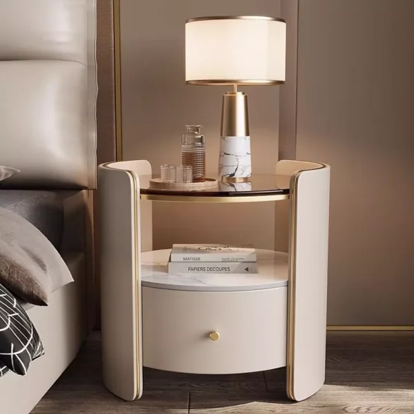 sg-11134201-820o0-mns9xsk8eb5sb6.webp Round Bedside Table Solid Wood Italian Minimalist Light Bedroom Storage No tallation L48cm W50cm H50cm
