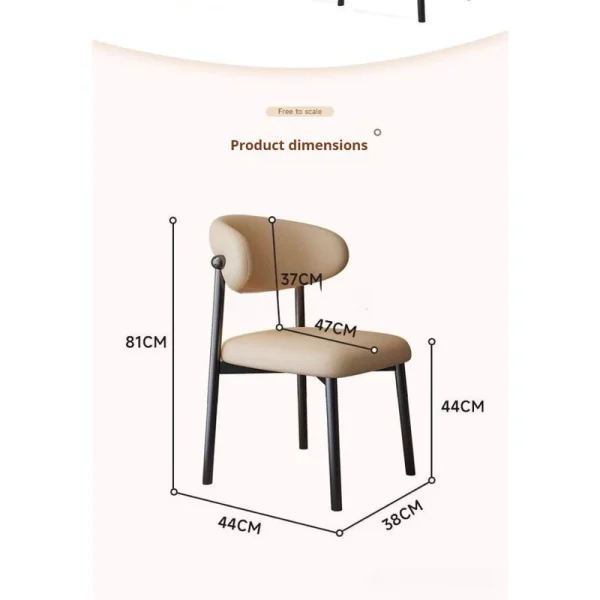 sg-11134201-820oa-mo0l9ufrsjd215.webp Light Luxury Nordic Dining Chair Backrest Leisure Home L44cm W38cm H81cm
