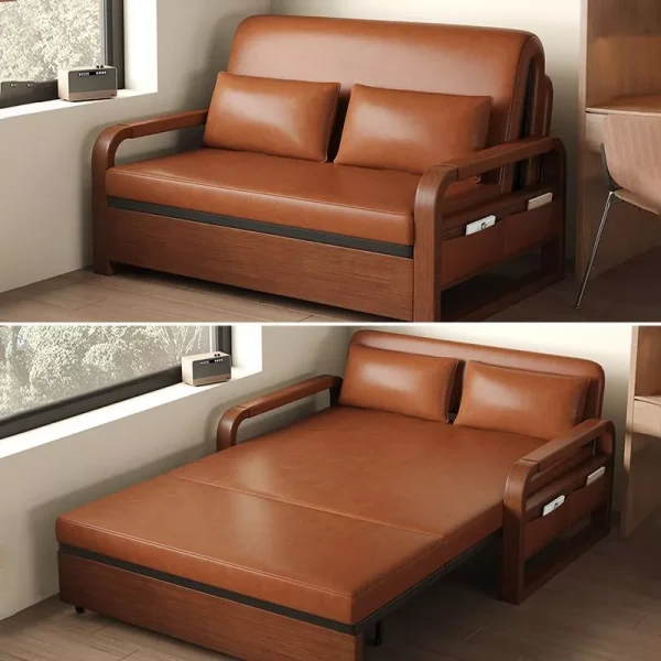 sg-11134201-821cz-mguwll17k9ho92.webp Random Retractable Folding Sofa Bed Oil Wax Leather One Piece Dual Use Double Home Furniture