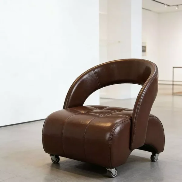 sg-11134201-82615-mluf7uc8q8zl6f.webp Vintage LeatSpace Saving Accent Chair for Living Room Office Retro Leather Sofa with Wheels L44cm W40cm H48cm